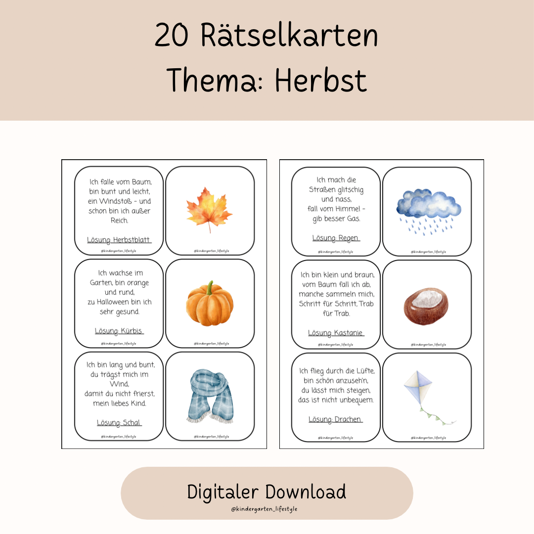 20 Rätselkarten Thema: Herbst