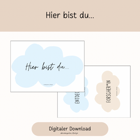 Schilder für die Kindergartenraumtür "Hier bist du ..."