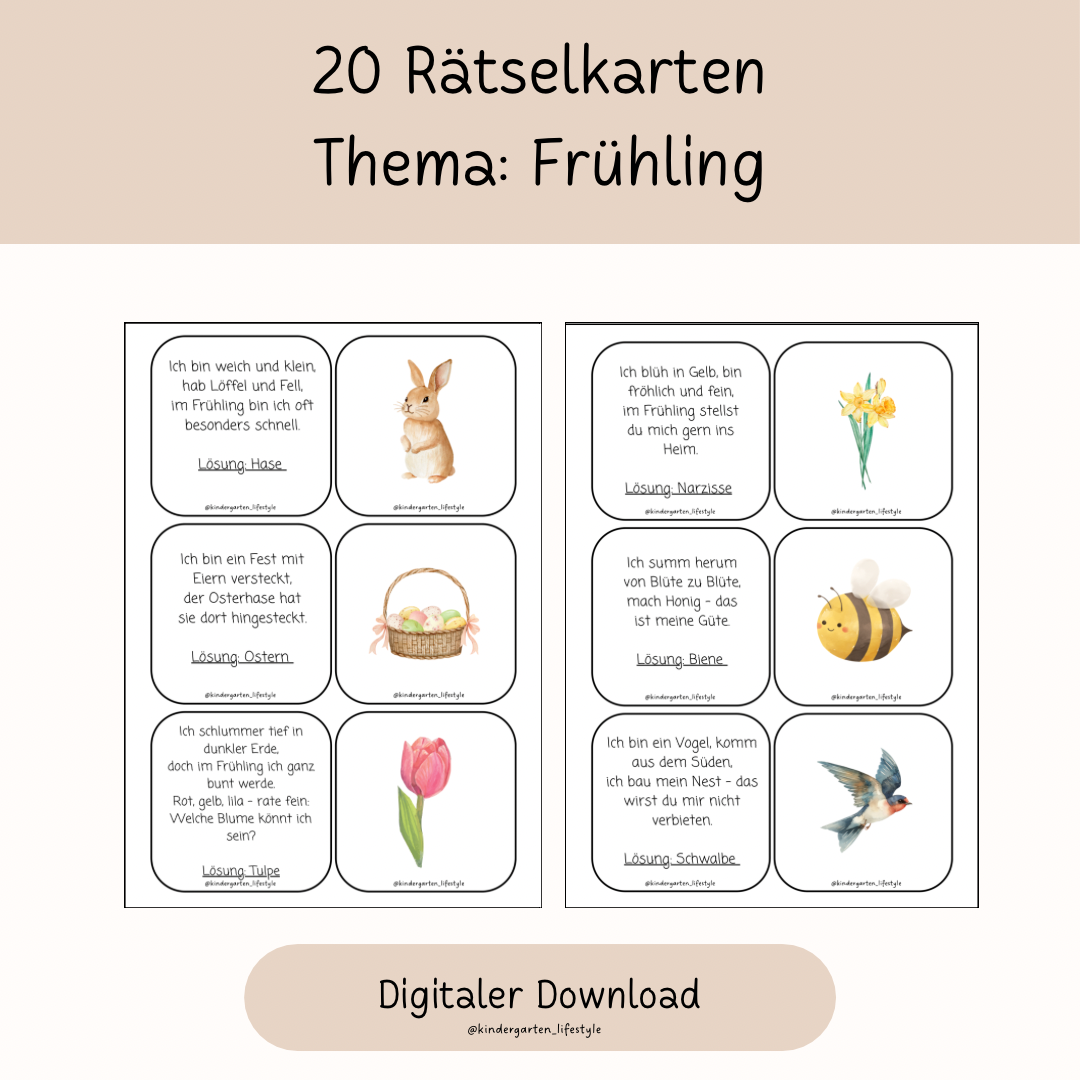 20 Rätselkarten Thema: Frühling