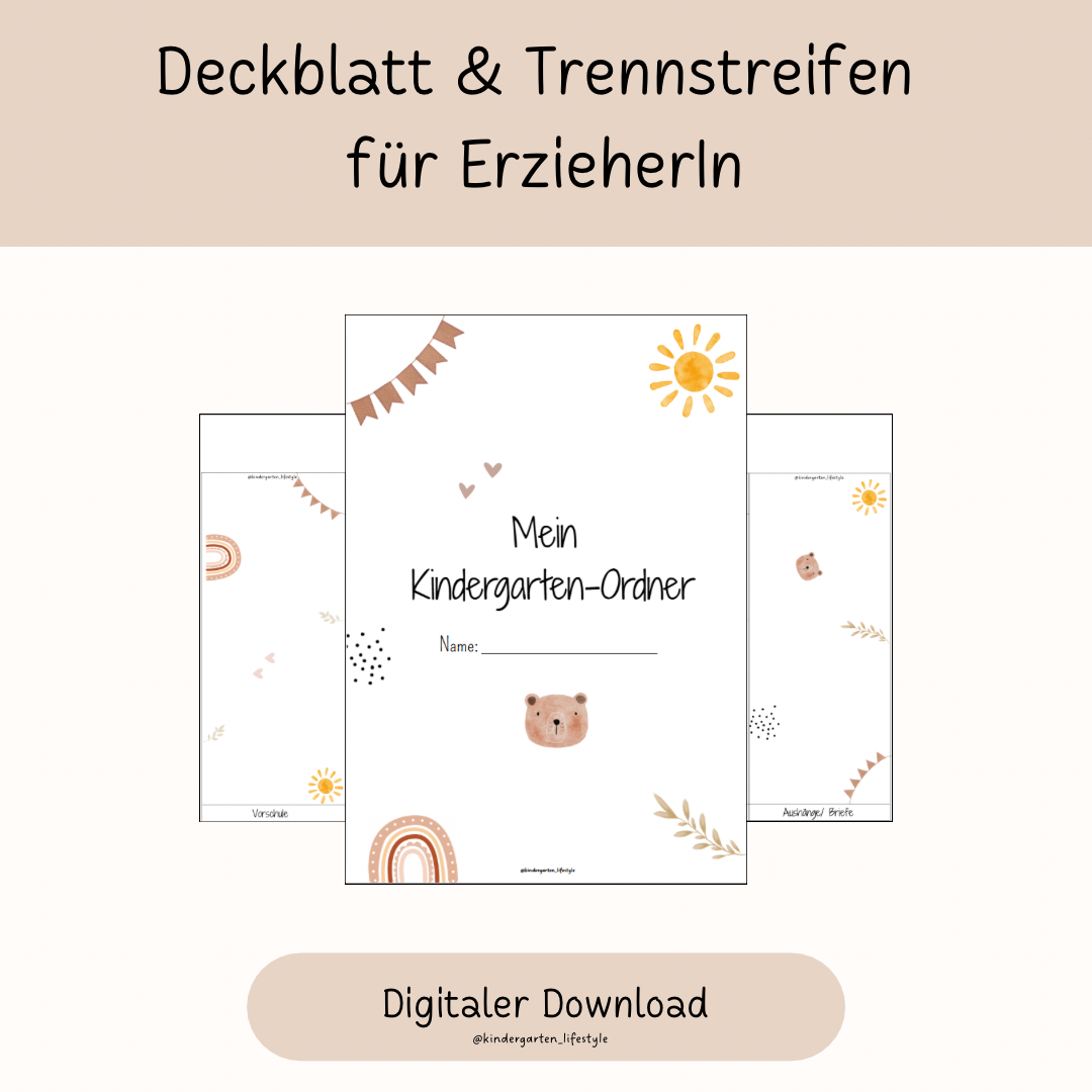 Deckblatt & Trennstreifen für ErzieherIn (KITA)