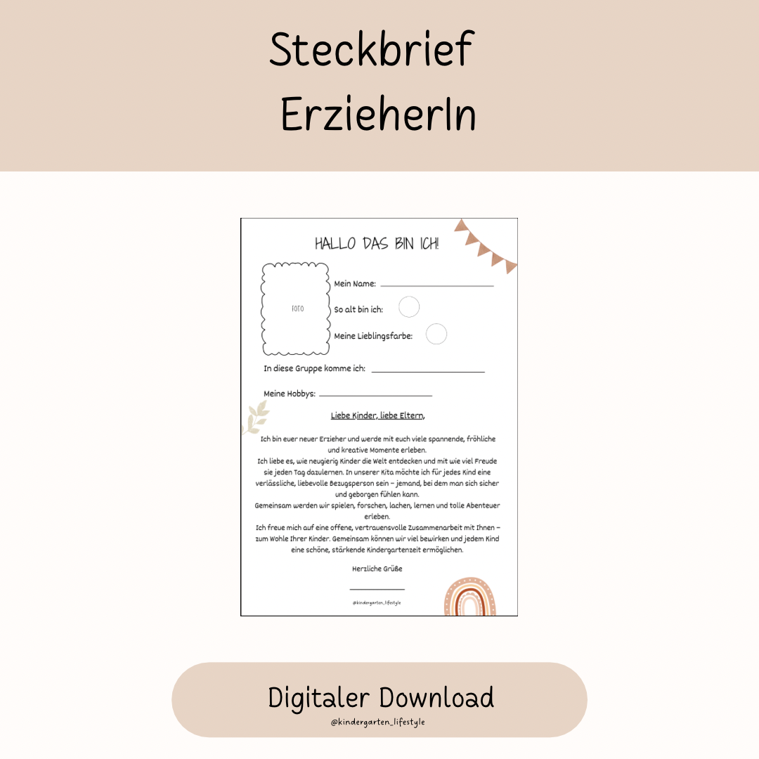 Steckbrief für Erzieher