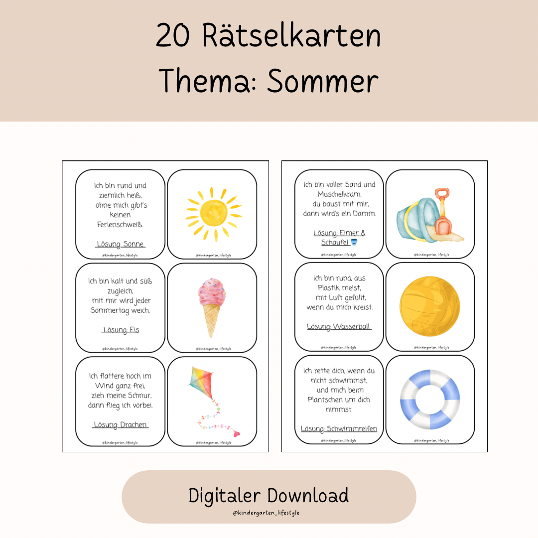 20 Rätselkarten Thema: Sommer