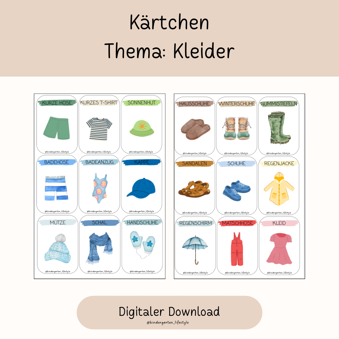 Kärtchen Thema: Kleider
