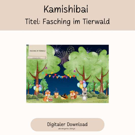 Kamishibai Titel: Fasching im Tierwald