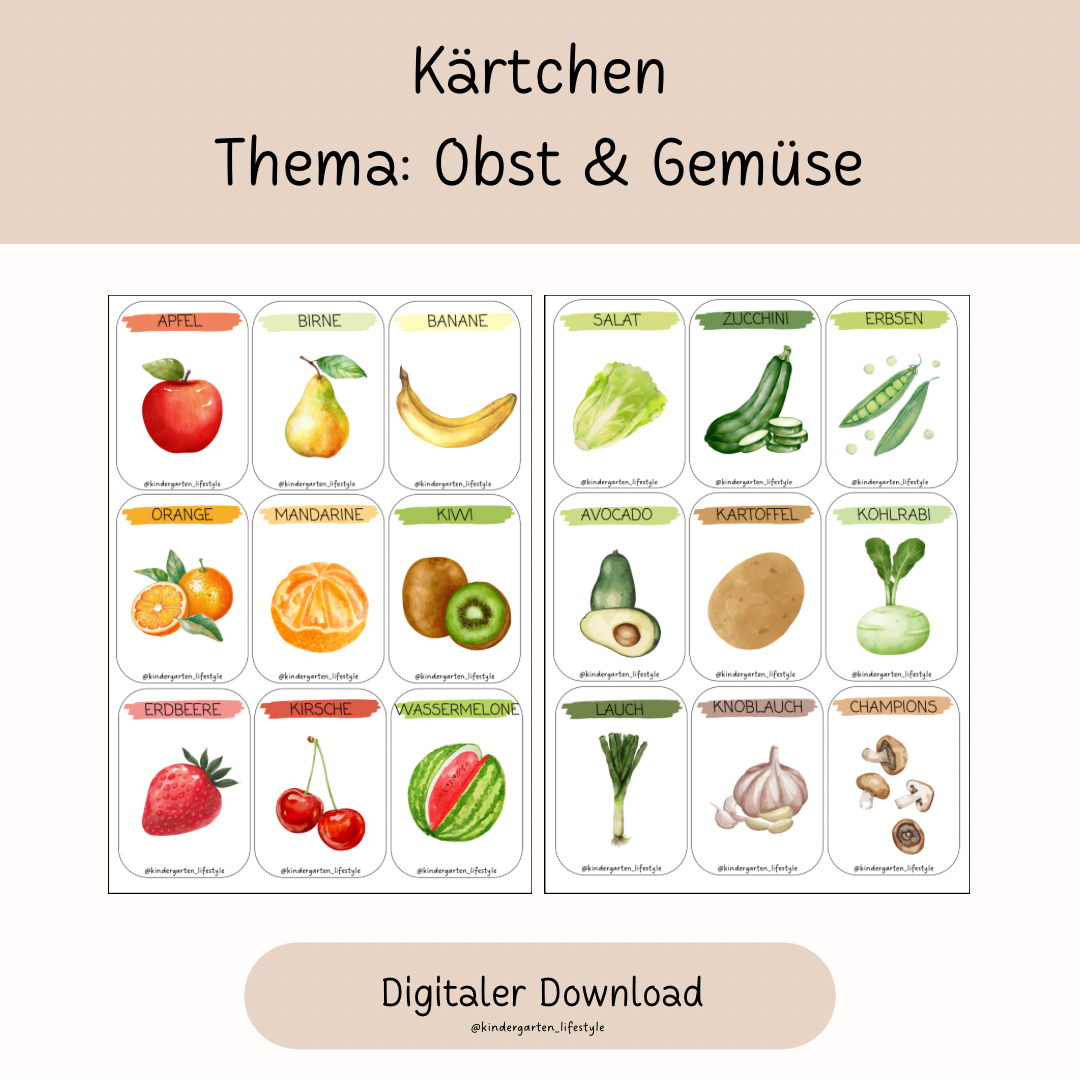 Kärtchen Thema: Obst & Gemüse