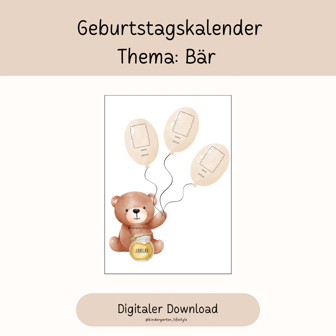 Geburtstagskalender Thema: Bär