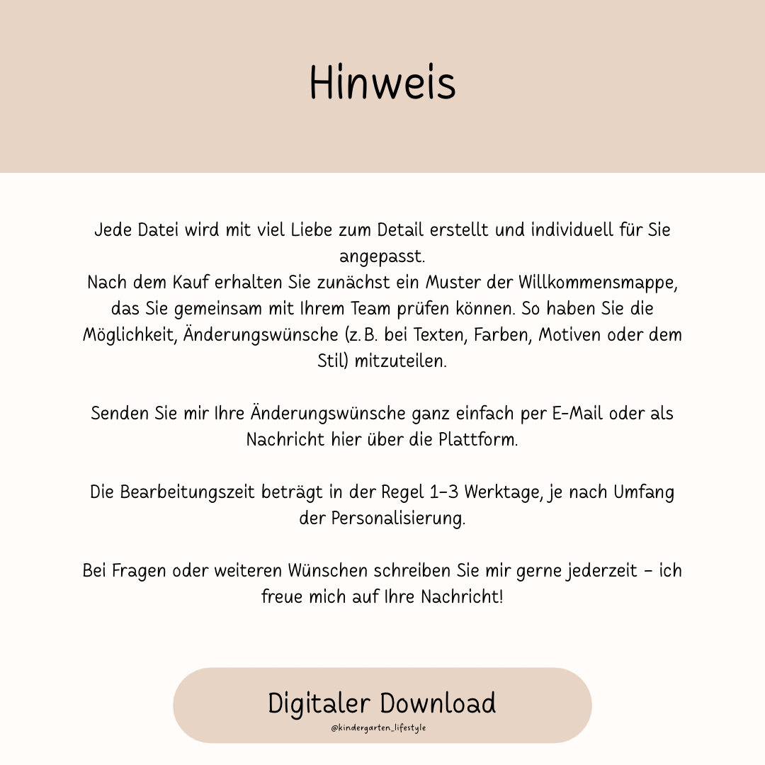 Willkommensmappe für Eltern (personalisierbar)