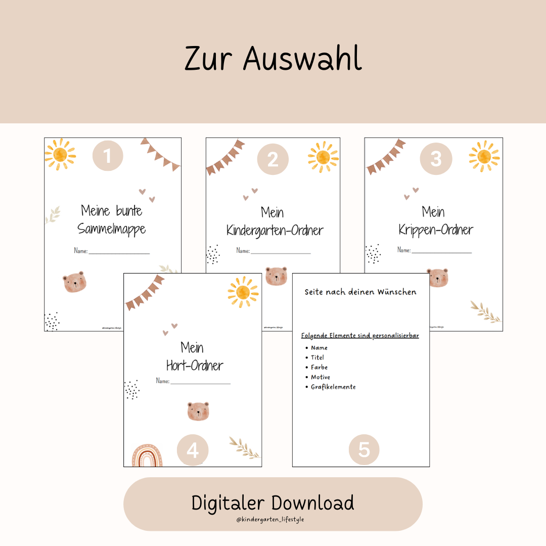Deckblatt & Trennstreifen Für ErzieherIn (personalisierbar)