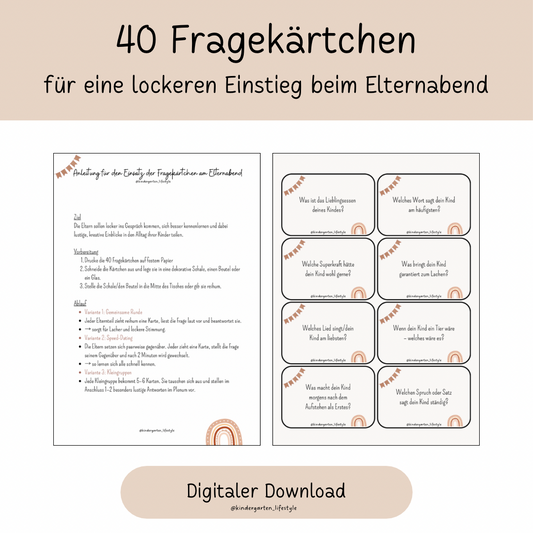 40 Fragekärtchen für eine lockeren Einstieg beim Elternabend