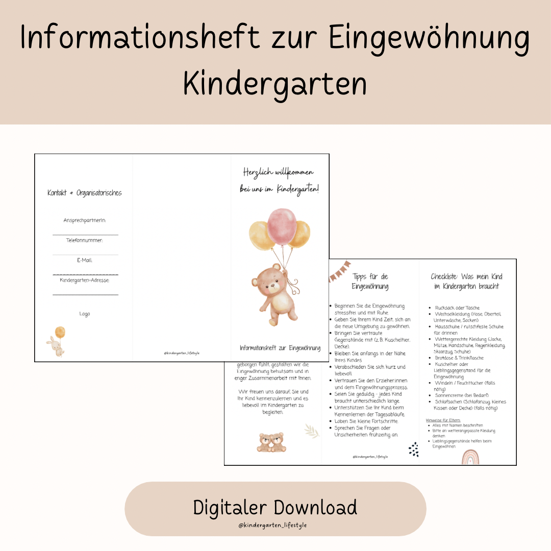Informationsheft zur Eingewöhnung Kindergarten