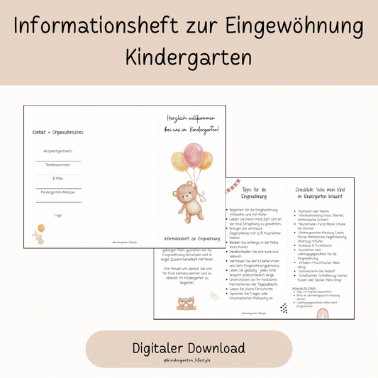 Informationsheft zur Eingewöhnung Kindergarten