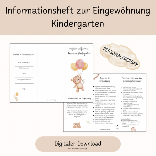 Informationsheft zur Eingewöhnung Kindergarten (personalisierbar)