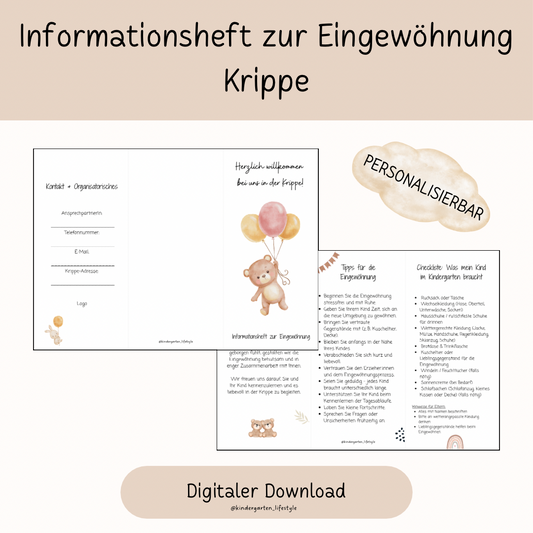 Informationsheft zur Eingewöhnung Krippe (personalisierbar)