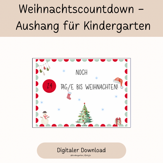 Weihnachtscountdown – Aushang für Kindergarten
