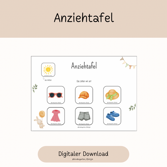 Anziehtafel- Was ziehen wir heute an?