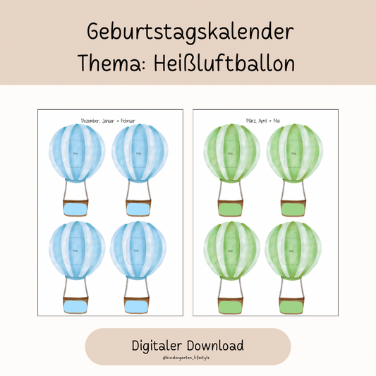 Geburtstagskalender Thema: Heißluftballon