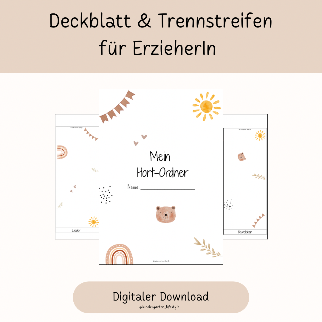 Deckblatt & Trennstreifen für ErzieherIn (Hort)