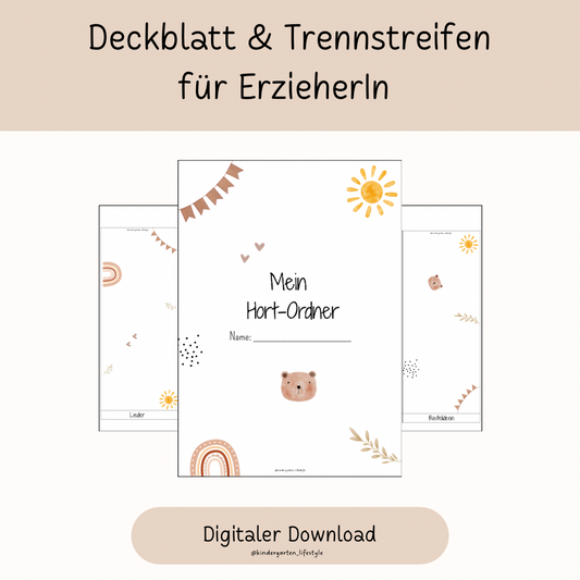 Deckblatt & Trennstreifen für ErzieherIn (Hort)