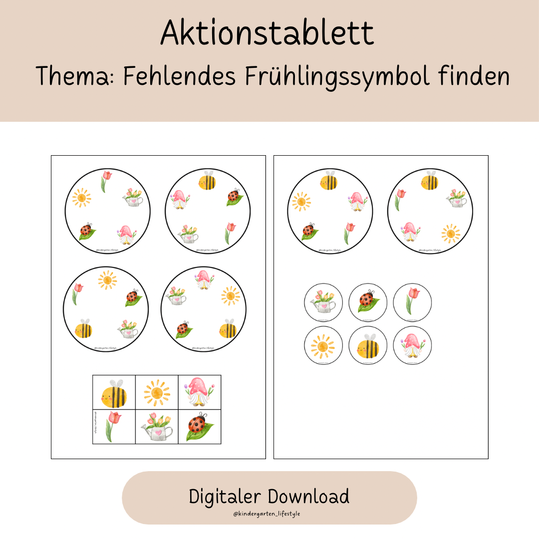 Aktionstablett Thema: Fehlendes Frühlingssymbol finden