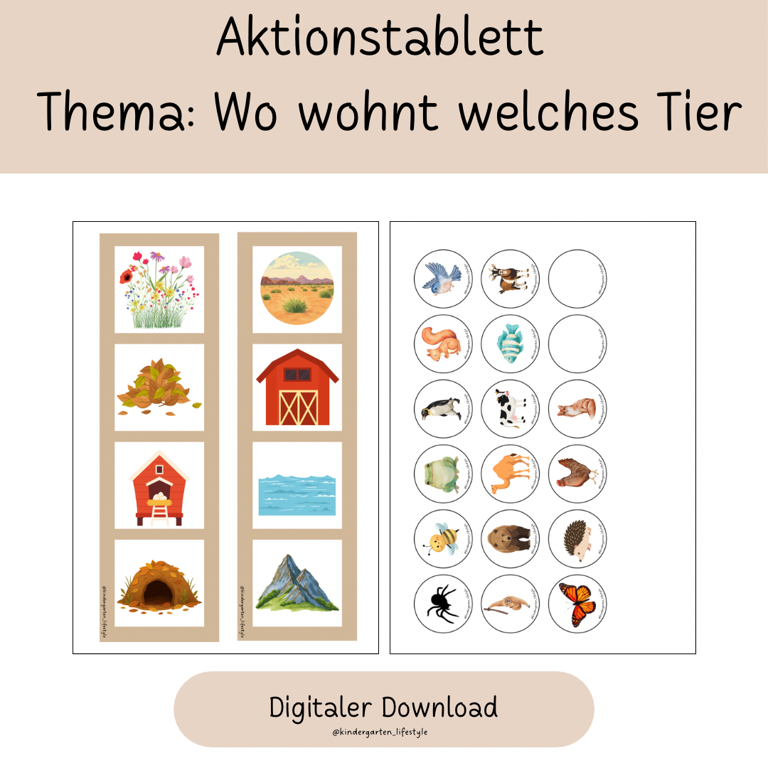 Aktionstablett Thema: Wo wohnt welches Tier