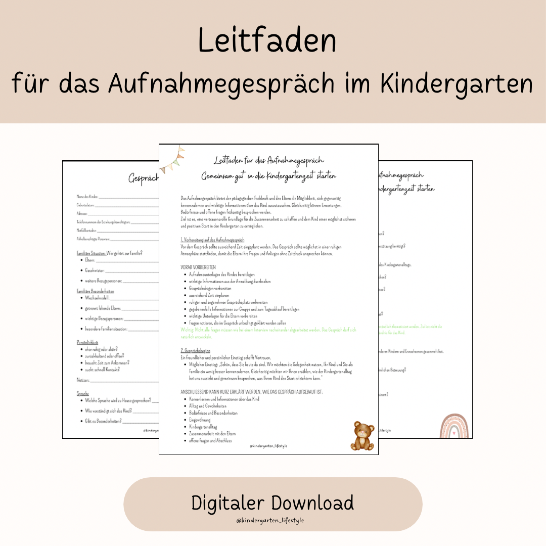 Leitfaden für das Aufnahmegespräch im Kindergarten