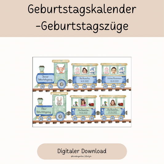 Geburtstagskalender- Geburtstagszüge