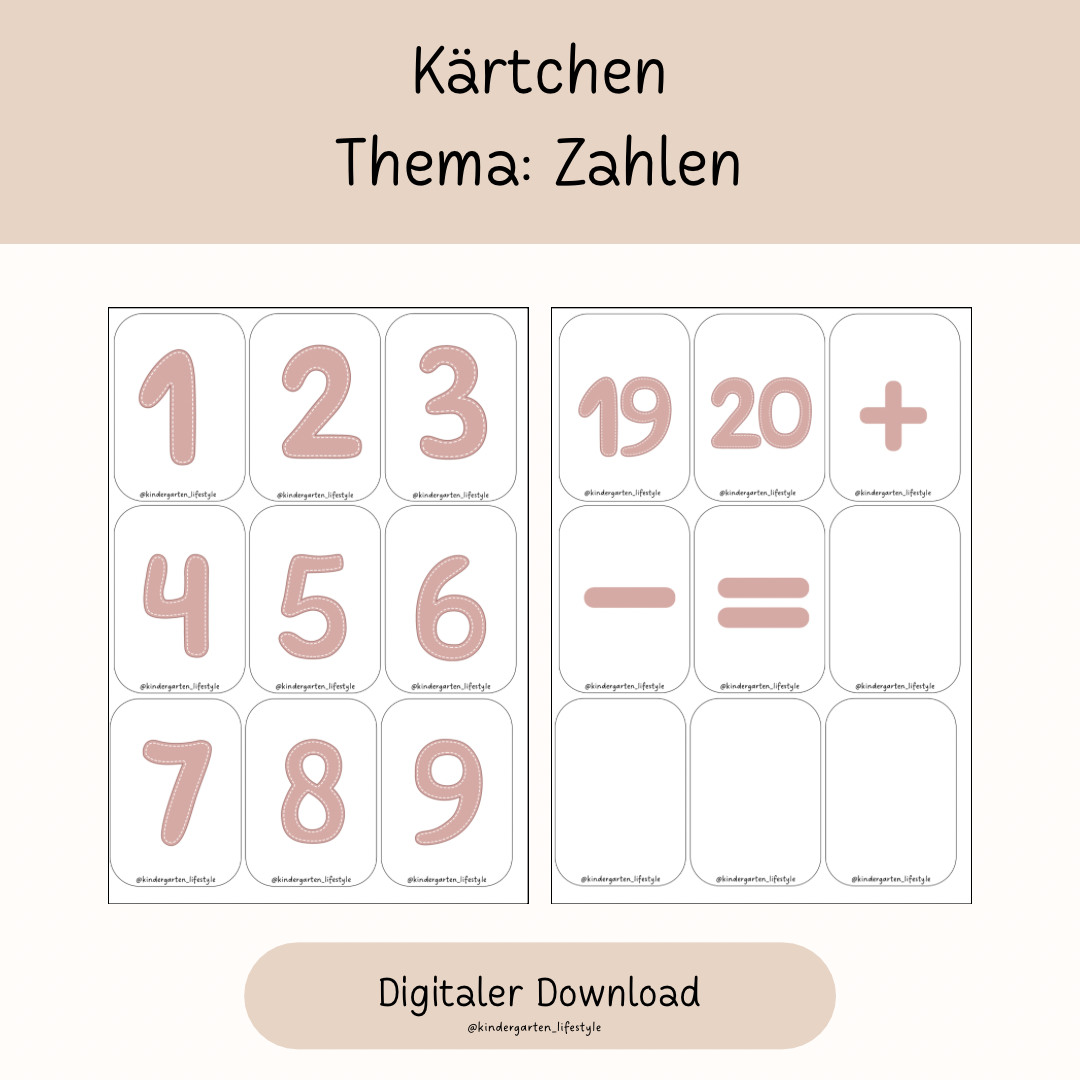 Kärtchen Thema: Zahlen
