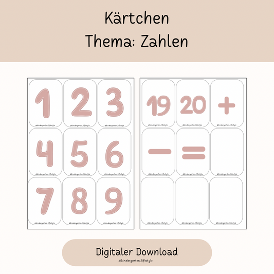 Kärtchen Thema: Zahlen