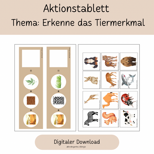 Aktionstablett Thema: Erkenne das Tiermerkmal