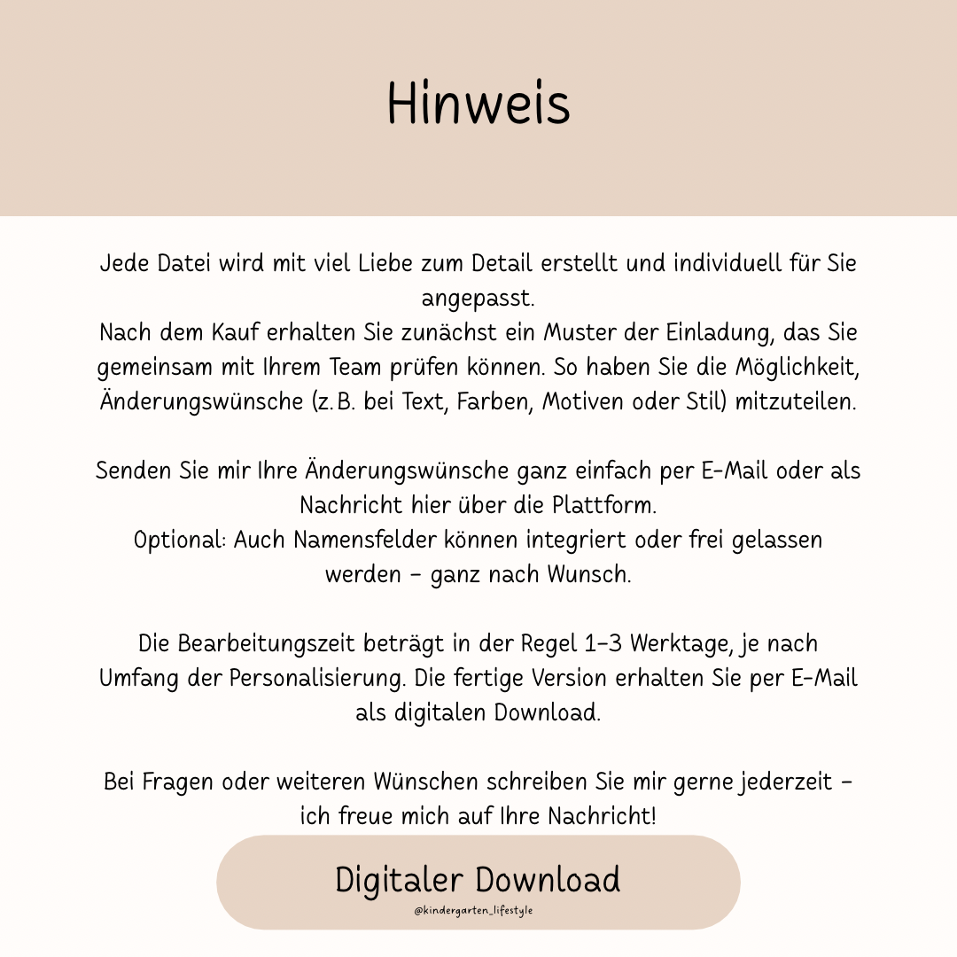 Informationsheft zur Eingewöhnung Krippe (personalisierbar)