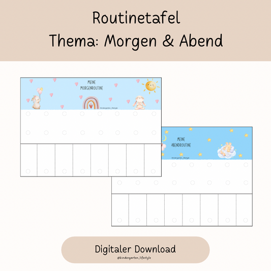 Routinetafel Thema: Morgen & Abend