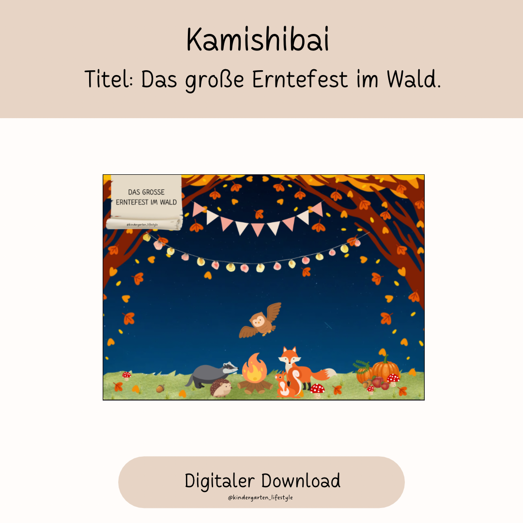 Kamishibai Titel: Das große Erntefest im wald