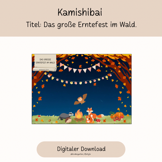 Kamishibai Titel: Das große Erntefest im wald