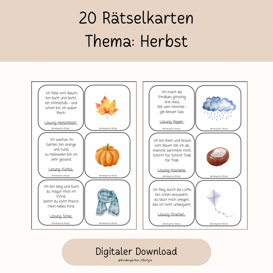 20 Rätselkarten Thema: Herbst