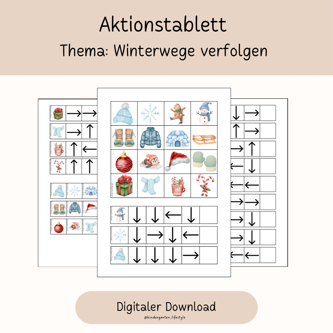 Aktiontablett Thema: Winterweg verfolgen