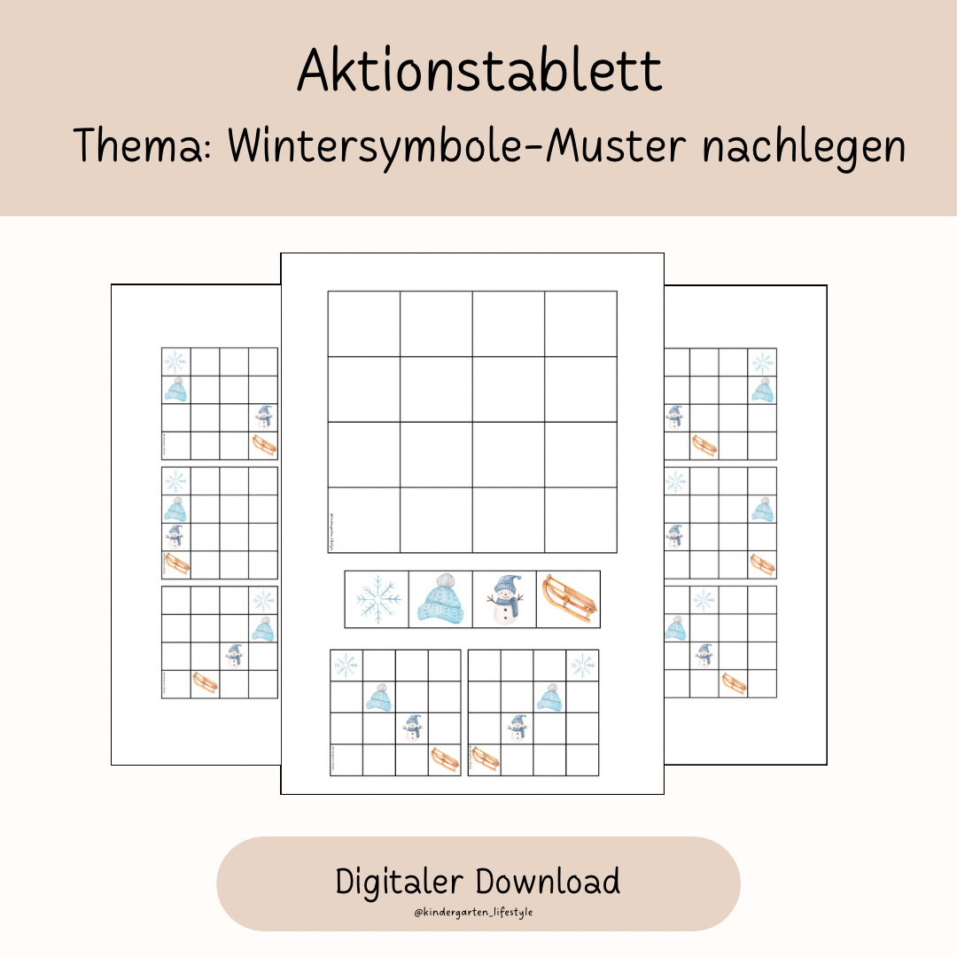Aktiontablett Thema: Wintersymbole-Muster nachlegen