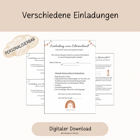 Verschiedene Einladungen (personalisierbar)