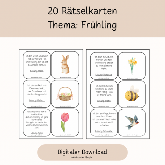 20 Rätselkarten Thema: Frühling