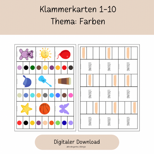 Klammerkarten Thema: Farben