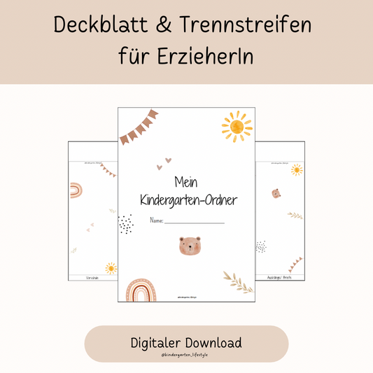 Deckblatt & Trennstreifen für ErzieherIn (KITA)