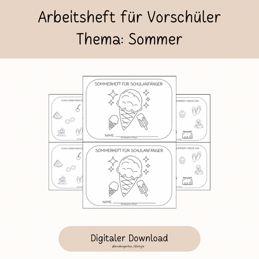 Arbeitsheft für Vorschüler Thema: Sommer