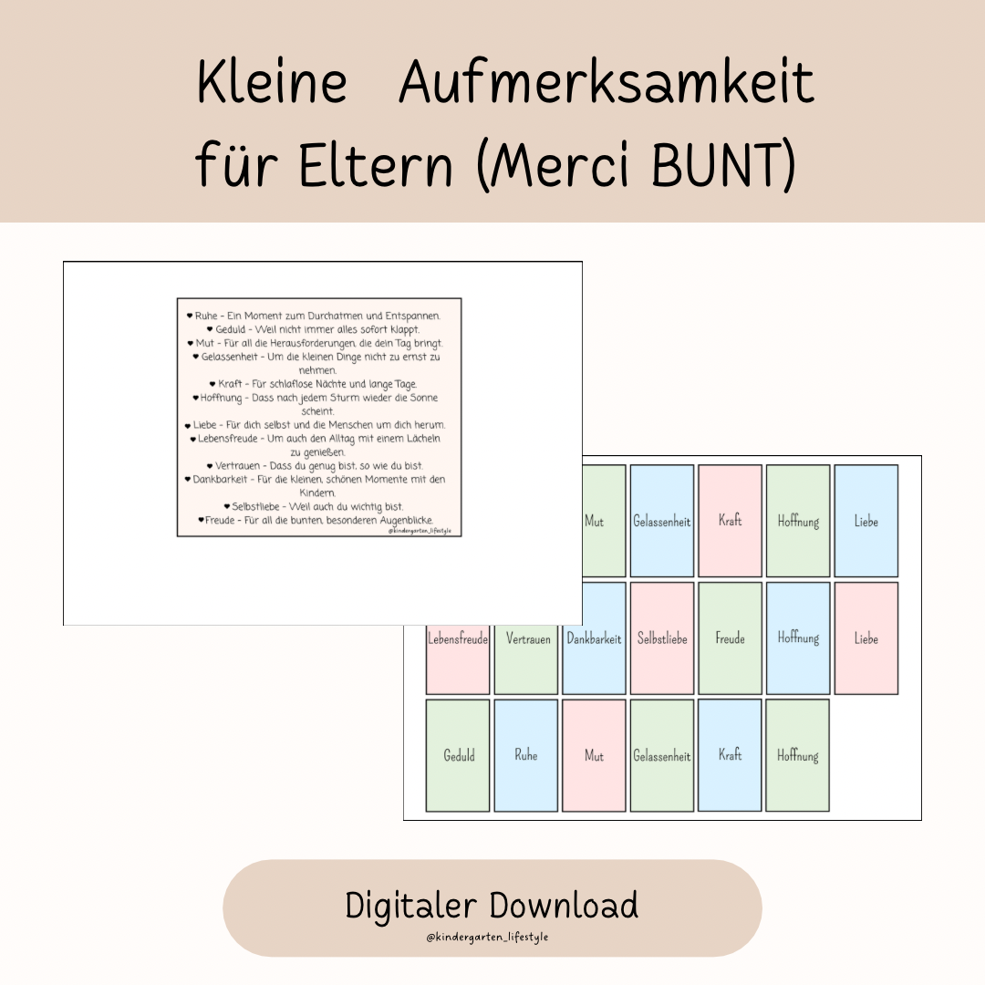 Kleine Aufmerksamkeit für Eltern (Merci bunt)