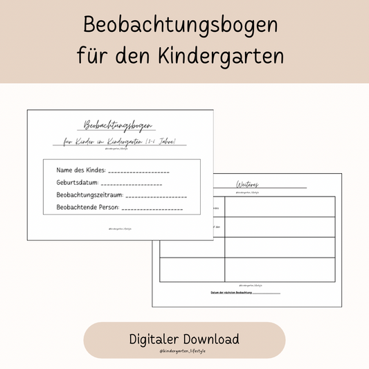 Beobachtungsbogen für den Kindergarten