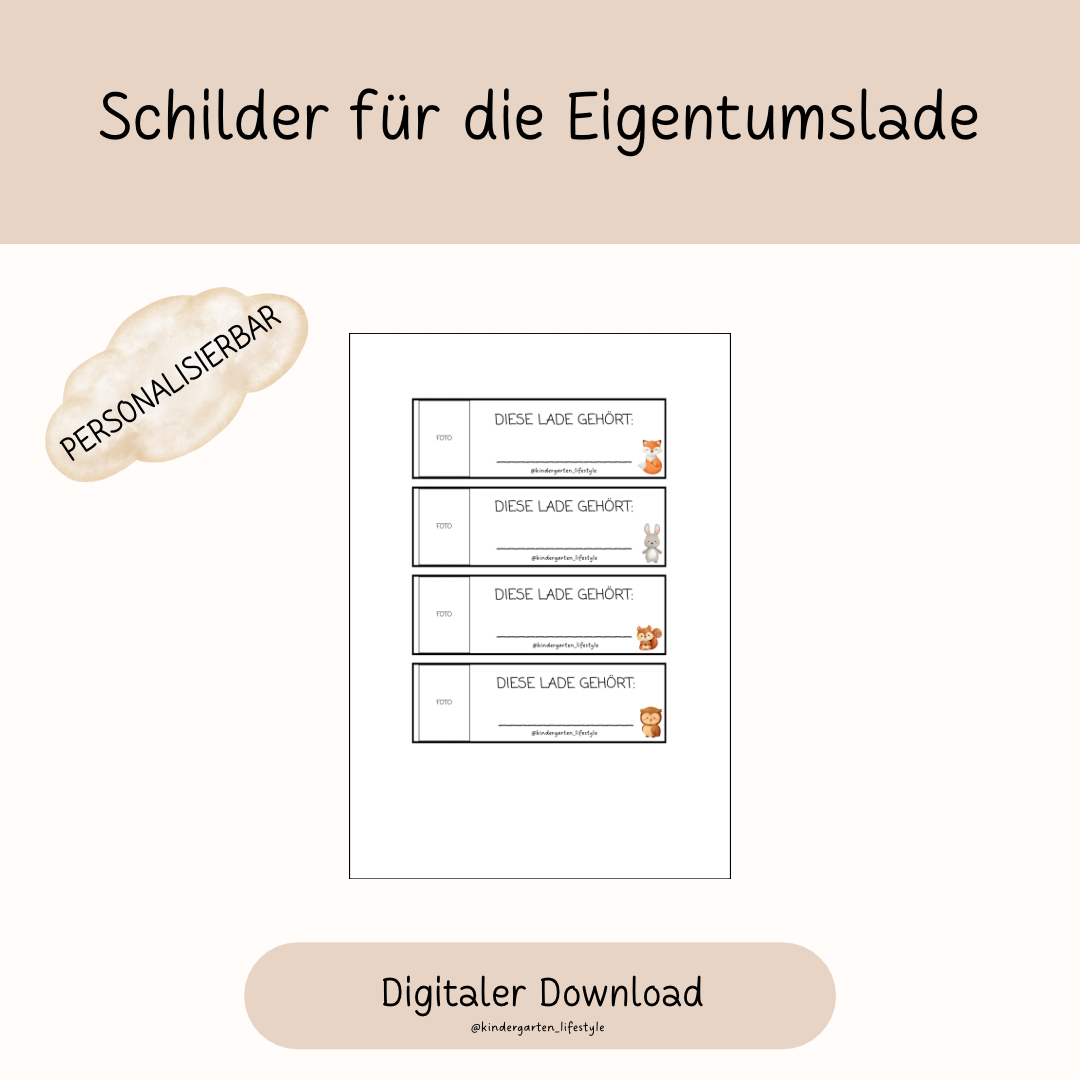 Schilder für Eigentumslade (personalisierbar)