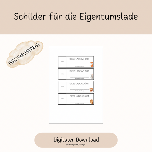 Schilder für Eigentumslade (personalisierbar)