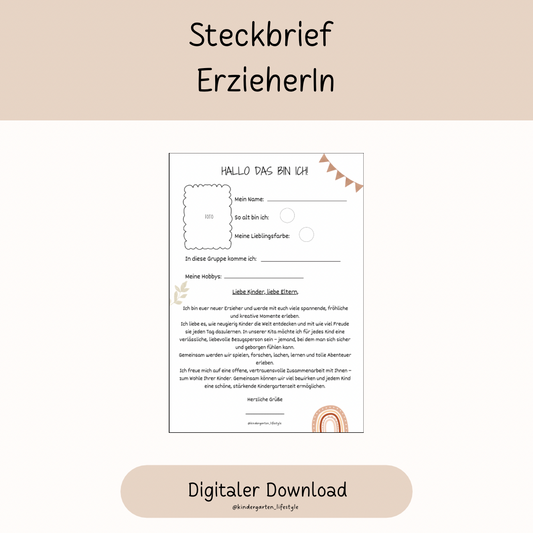 Steckbrief für Erzieher