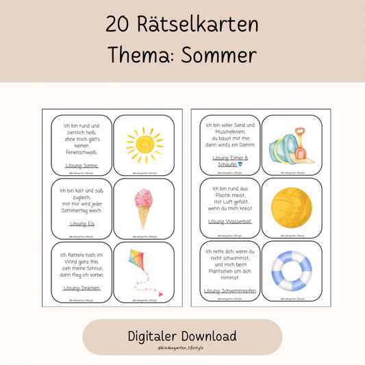 20 Rätselkarten Thema: Sommer