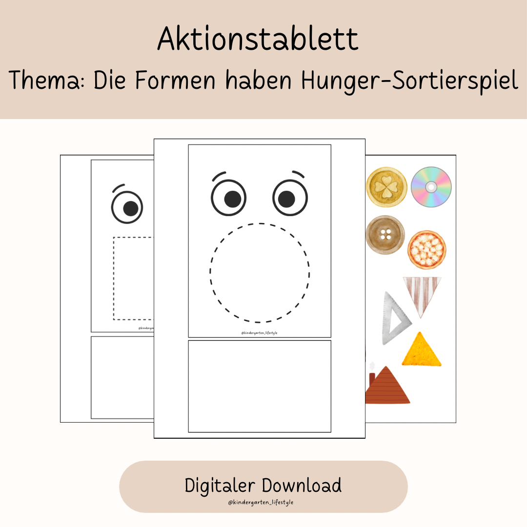 Aktionstablett Thema: Die Formen haben Hunger-Sortierspiel
