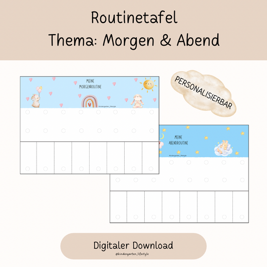Routinetafel Thema: Morgen & Abend (personalisierbar)