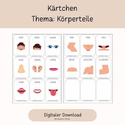 Kärtchen Thema: Körperteile